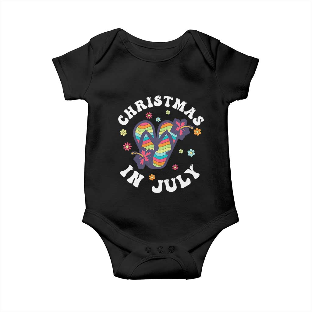Christmas In July Summer Beach Baby Onesie Hawaii Flip Flops Hibiscus - Wonder Print Shop