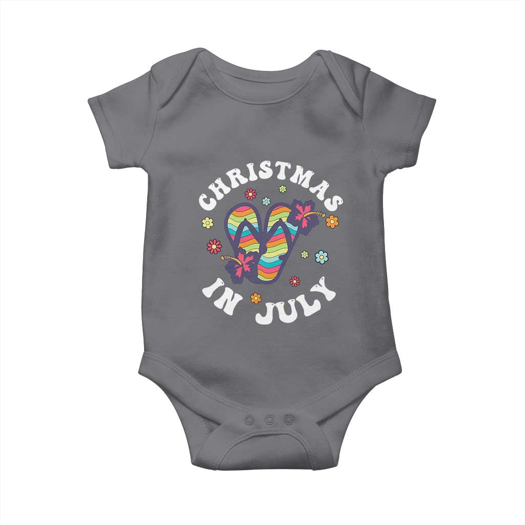 Christmas In July Summer Beach Baby Onesie Hawaii Flip Flops Hibiscus - Wonder Print Shop