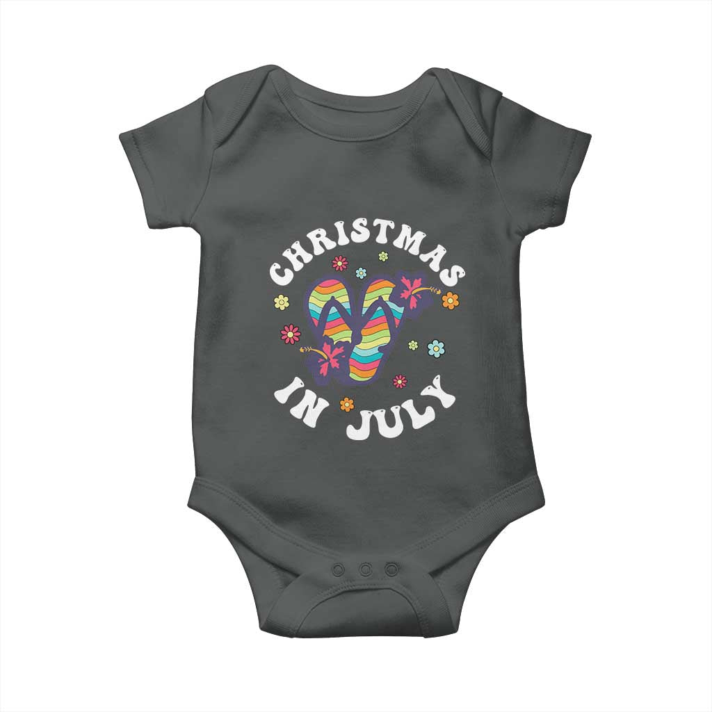 Christmas In July Summer Beach Baby Onesie Hawaii Flip Flops Hibiscus - Wonder Print Shop
