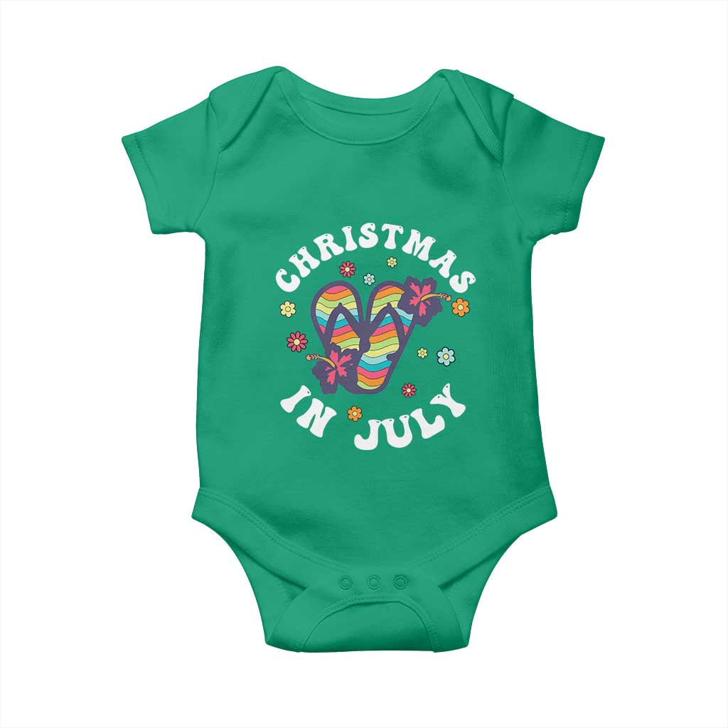 Christmas In July Summer Beach Baby Onesie Hawaii Flip Flops Hibiscus - Wonder Print Shop