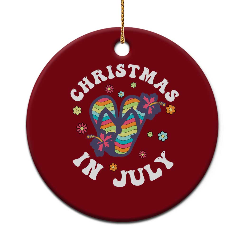 Xmas In July Summer Beach Ceramic Ornament Hawaii Flip Flops Hibiscus - Wonder Print Shop