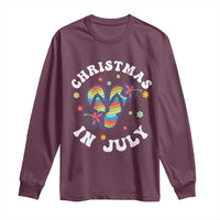 Christmas In July Summer Beach Long Sleeve Shirt Hawaii Flip Flops Hibiscus - Wonder Print Shop