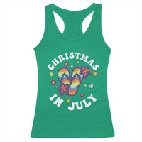 Christmas In July Summer Beach Racerback Tank Top Hawaii Flip Flops Hibiscus - Wonder Print Shop