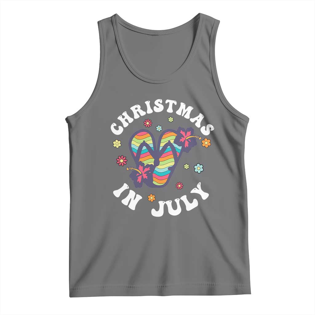 Christmas In July Summer Beach Tank Top Hawaii Flip Flops Hibiscus - Wonder Print Shop