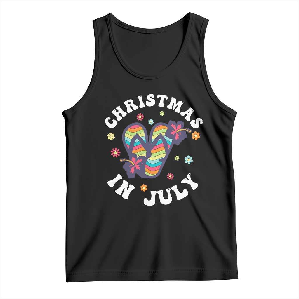 Christmas In July Summer Beach Tank Top Hawaii Flip Flops Hibiscus - Wonder Print Shop