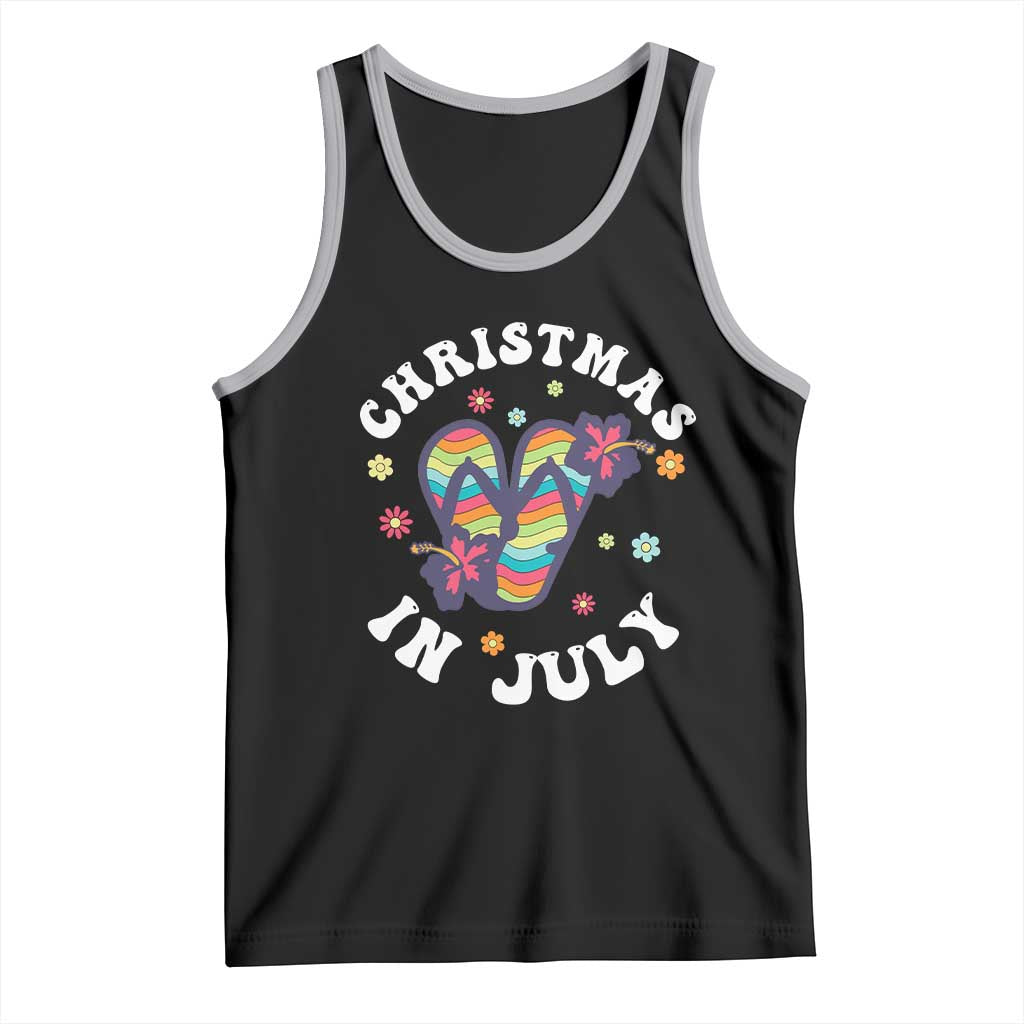 Christmas In July Summer Beach Tank Top Hawaii Flip Flops Hibiscus - Wonder Print Shop
