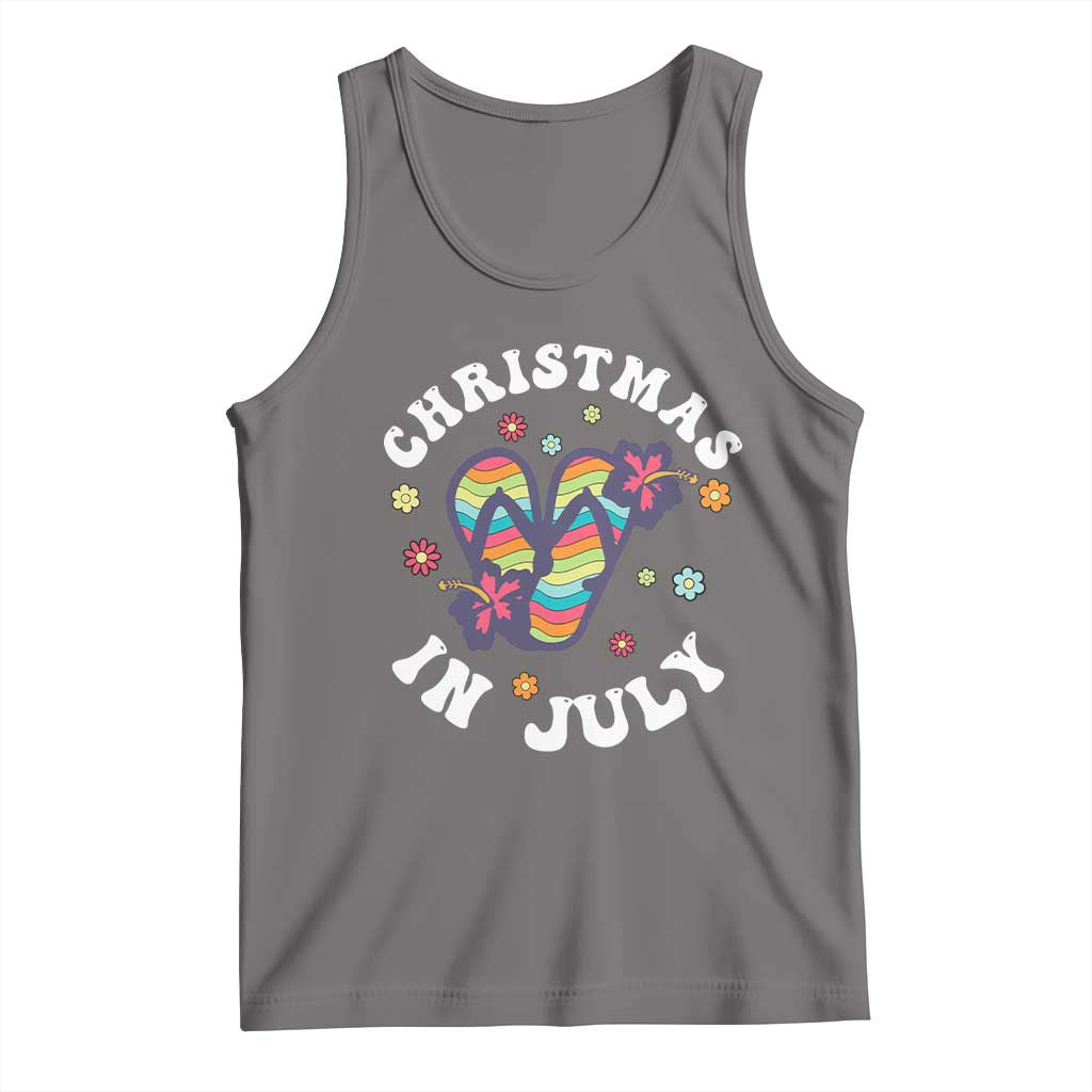 Christmas In July Summer Beach Tank Top Hawaii Flip Flops Hibiscus - Wonder Print Shop