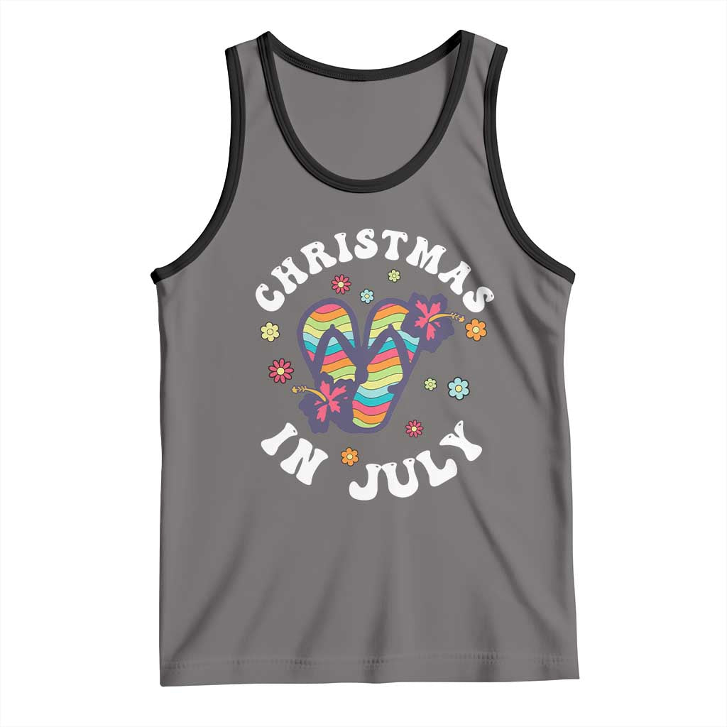 Christmas In July Summer Beach Tank Top Hawaii Flip Flops Hibiscus - Wonder Print Shop