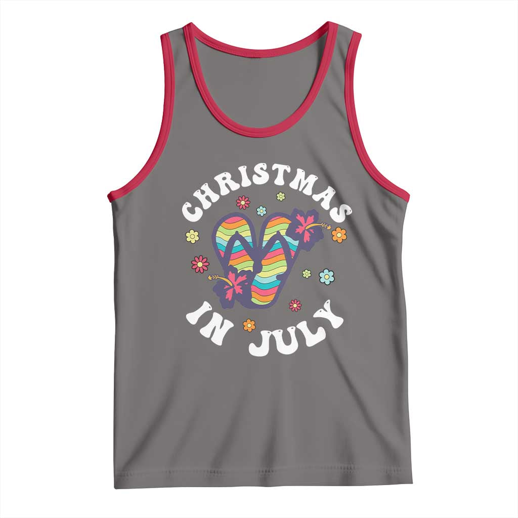 Christmas In July Summer Beach Tank Top Hawaii Flip Flops Hibiscus - Wonder Print Shop