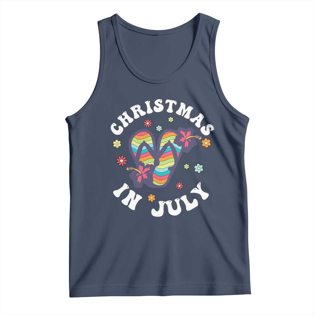 Christmas In July Summer Beach Tank Top Hawaii Flip Flops Hibiscus - Wonder Print Shop