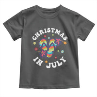 Christmas In July Summer Beach Toddler T Shirt Hawaii Flip Flops Hibiscus - Wonder Print Shop