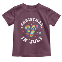 Christmas In July Summer Beach Toddler T Shirt Hawaii Flip Flops Hibiscus - Wonder Print Shop