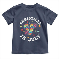 Christmas In July Summer Beach Toddler T Shirt Hawaii Flip Flops Hibiscus - Wonder Print Shop