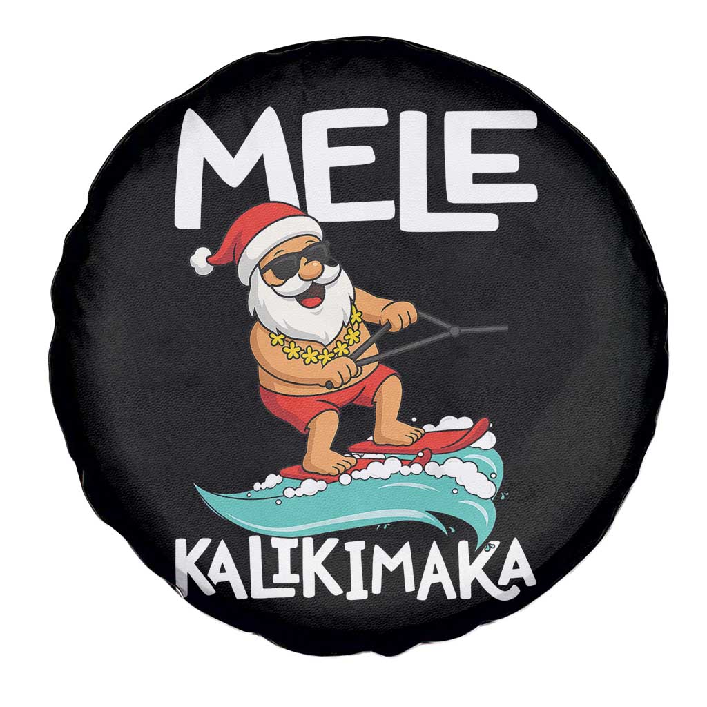 Mele Kalikimaka Spare Tire Cover Santa Water Skiing Summer Beach Hawaiian Christmas In July - Wonder Print Shop