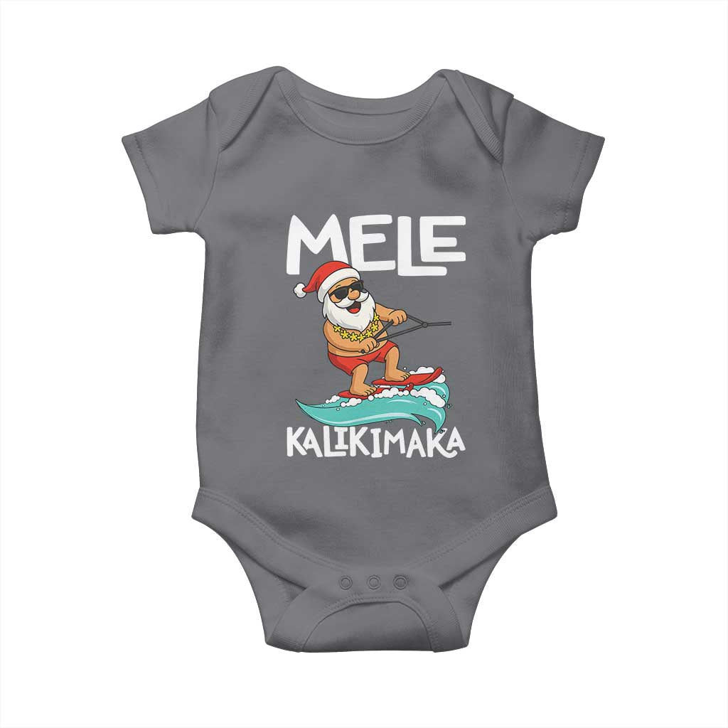 Mele Kalikimaka Baby Onesie Santa Water Skiing Summer Beach Hawaiian Christmas In July - Wonder Print Shop