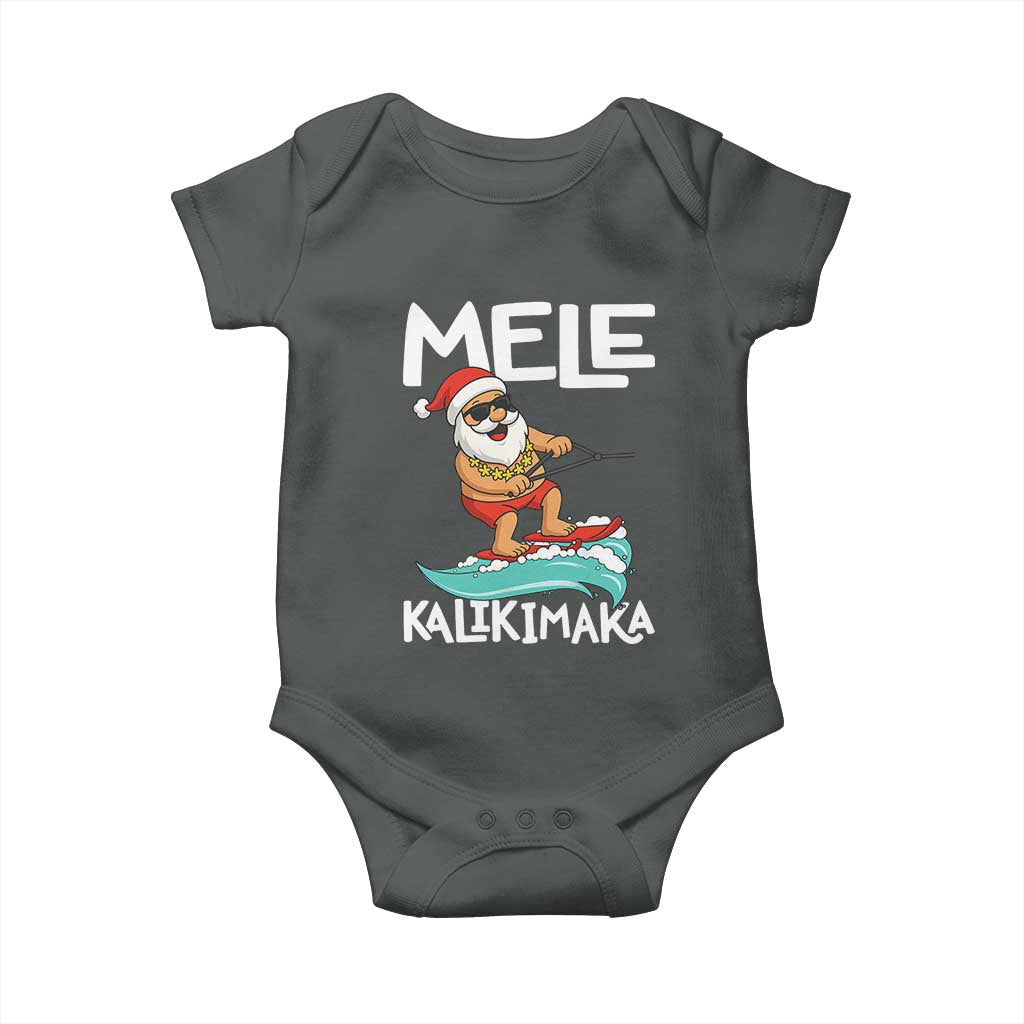Mele Kalikimaka Baby Onesie Santa Water Skiing Summer Beach Hawaiian Christmas In July - Wonder Print Shop
