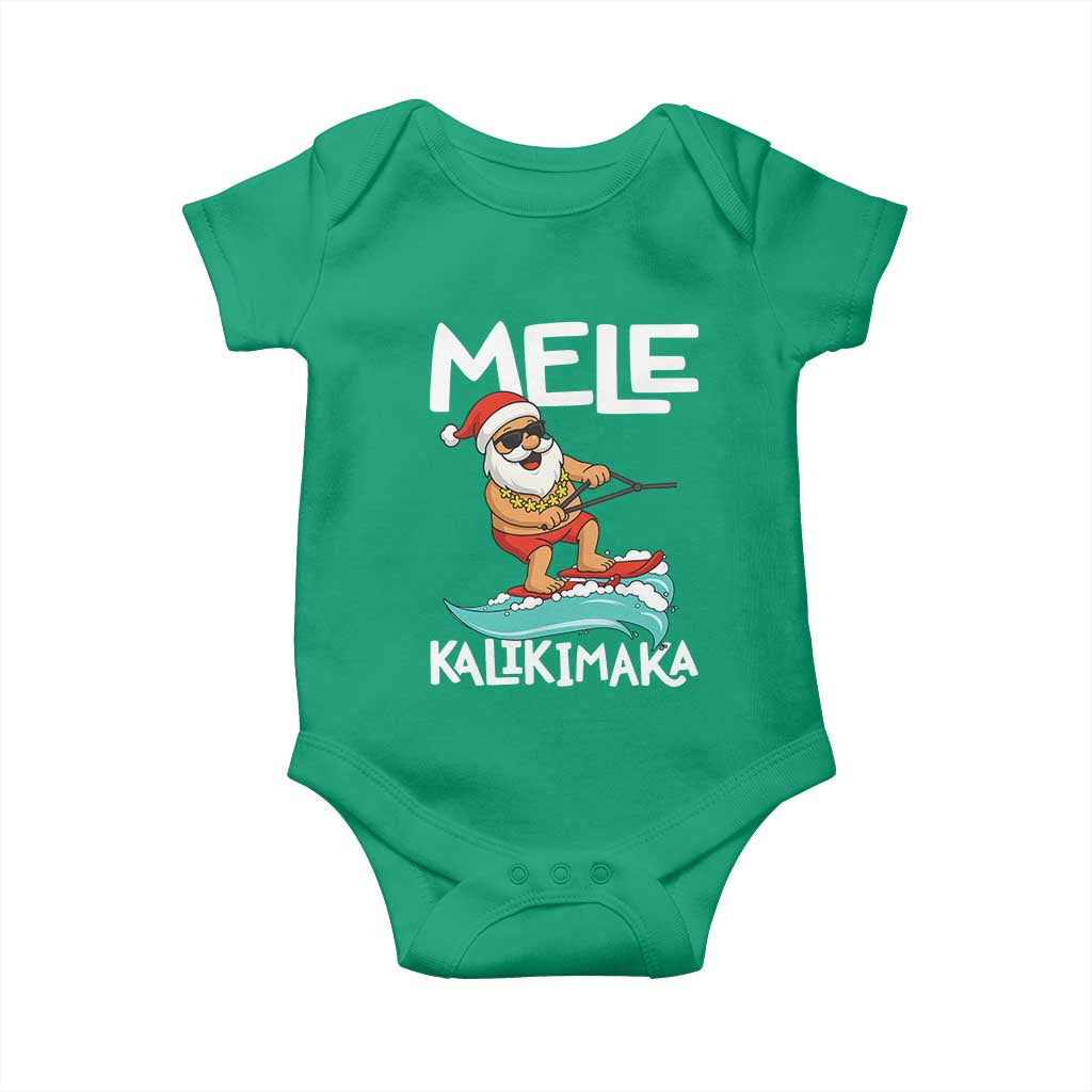 Mele Kalikimaka Baby Onesie Santa Water Skiing Summer Beach Hawaiian Christmas In July - Wonder Print Shop