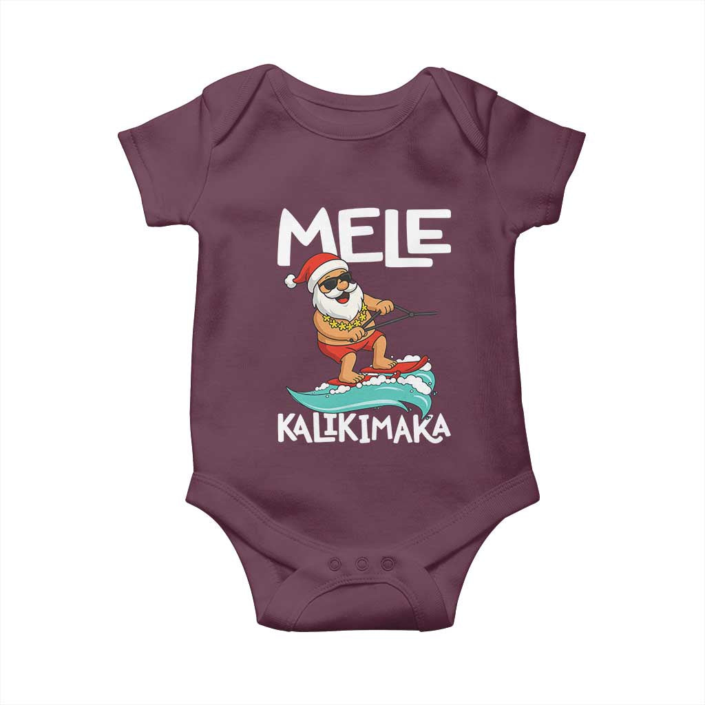 Mele Kalikimaka Baby Onesie Santa Water Skiing Summer Beach Hawaiian Christmas In July - Wonder Print Shop
