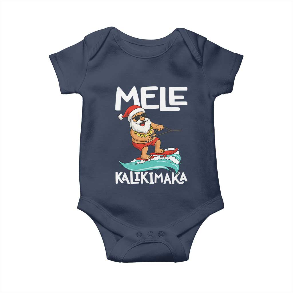 Mele Kalikimaka Baby Onesie Santa Water Skiing Summer Beach Hawaiian Christmas In July - Wonder Print Shop