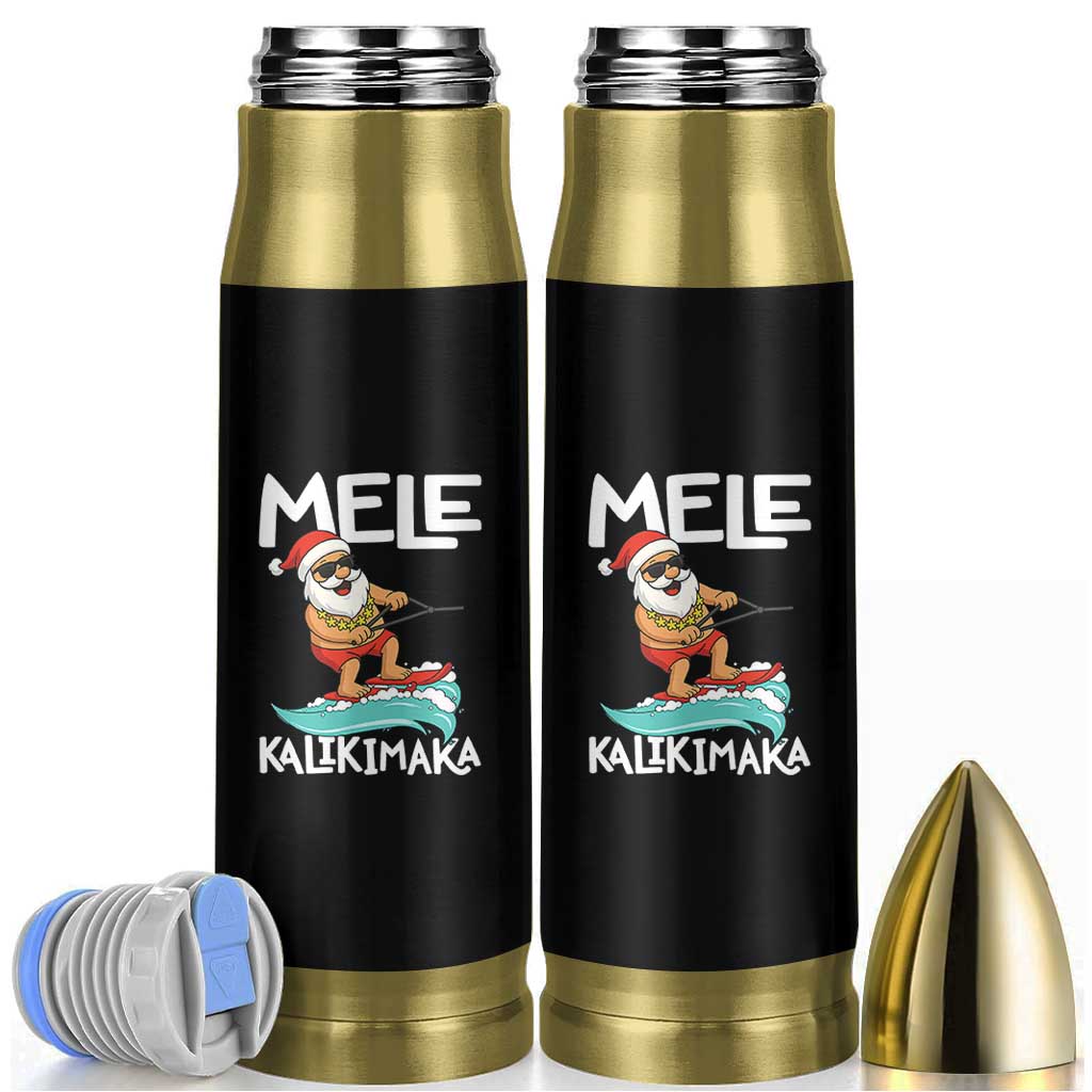 Mele Kalikimaka Bullet Tumbler Santa Water Skiing Summer Beach Hawaiian Christmas In July - Wonder Print Shop