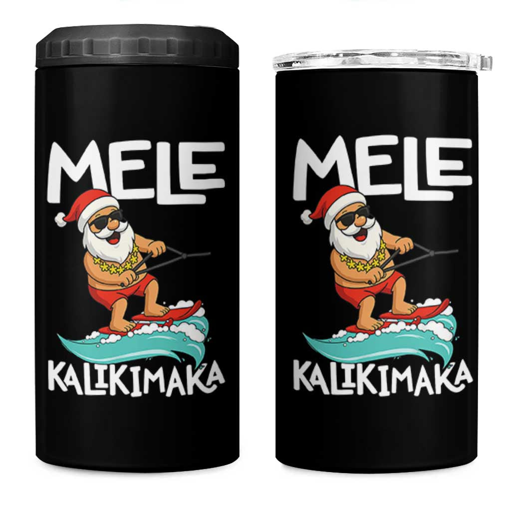 Mele Kalikimaka 4 in 1 Can Cooler Tumbler Santa Water Skiing Summer Beach Hawaiian Christmas In July - Wonder Print Shop