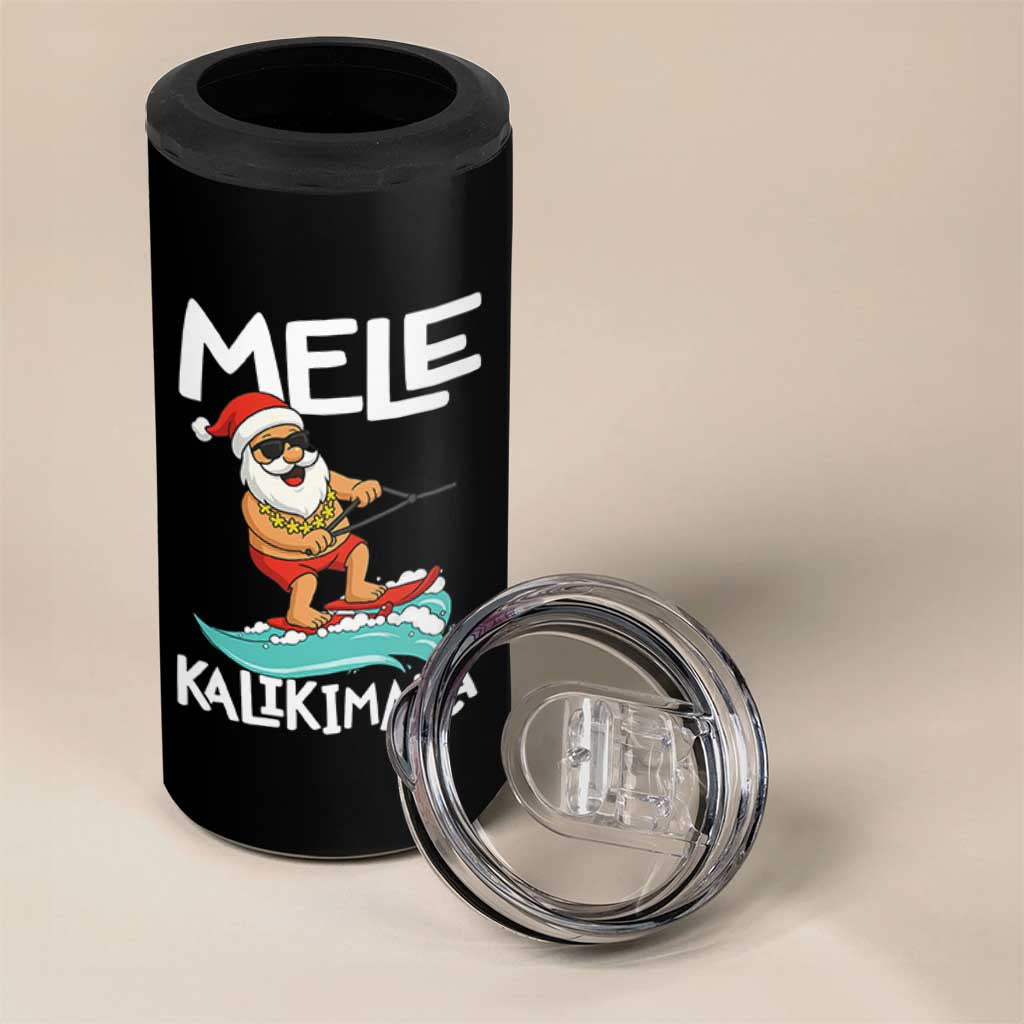 Mele Kalikimaka 4 in 1 Can Cooler Tumbler Santa Water Skiing Summer Beach Hawaiian Christmas In July - Wonder Print Shop