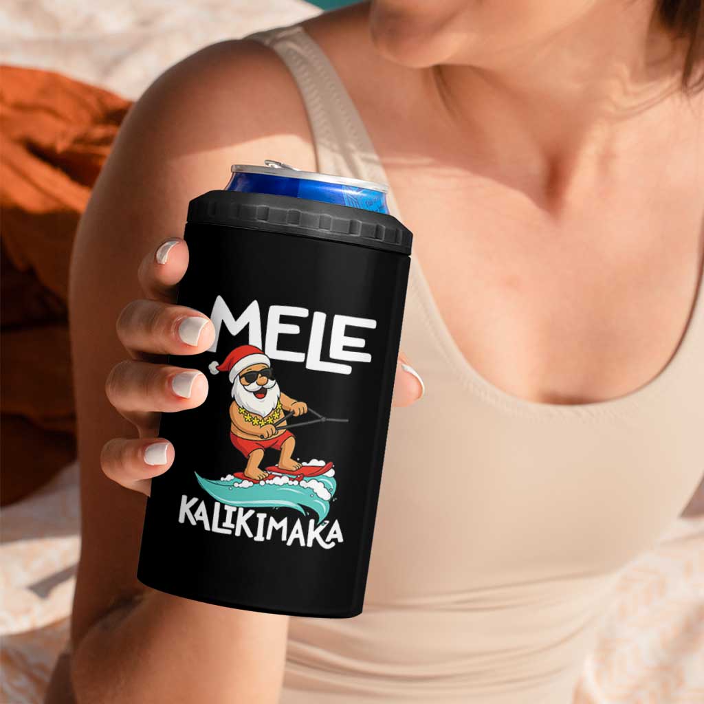 Mele Kalikimaka 4 in 1 Can Cooler Tumbler Santa Water Skiing Summer Beach Hawaiian Christmas In July - Wonder Print Shop
