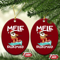 Mele Kalikimaka Ceramic Ornament Santa Water Skiing Summer Beach Hawaiian Xmas In July - Wonder Print Shop