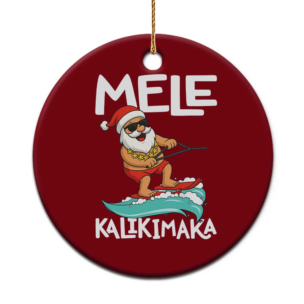 Mele Kalikimaka Ceramic Ornament Santa Water Skiing Summer Beach Hawaiian Xmas In July - Wonder Print Shop