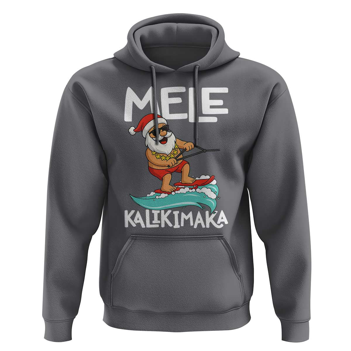 Mele Kalikimaka Hoodie Santa Water Skiing Summer Beach Hawaiian Christmas In July - Wonder Print Shop