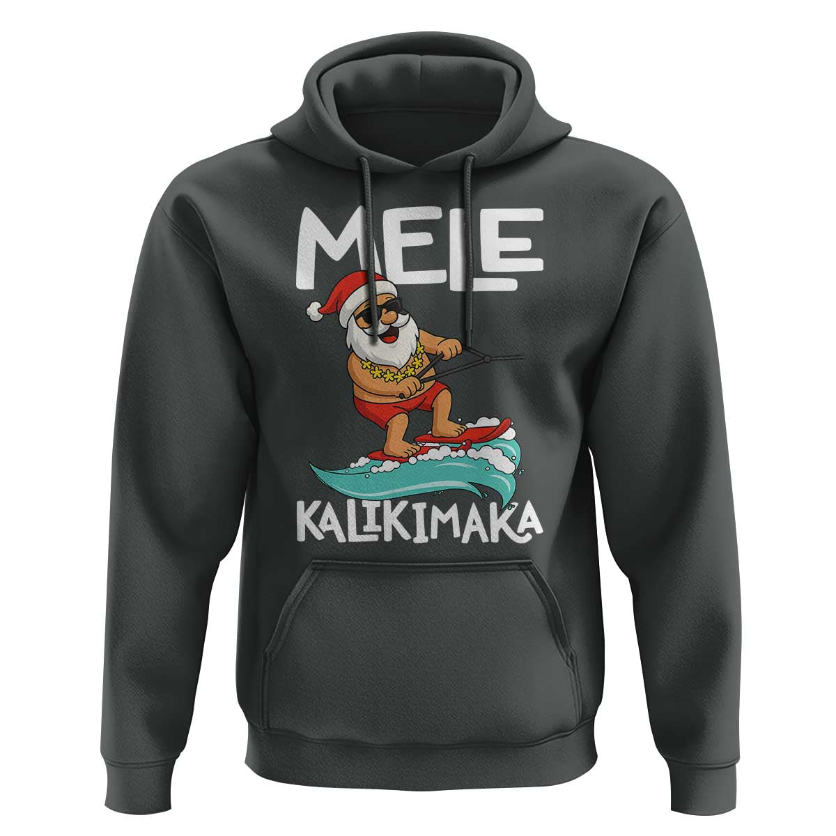 Mele Kalikimaka Hoodie Santa Water Skiing Summer Beach Hawaiian Christmas In July - Wonder Print Shop
