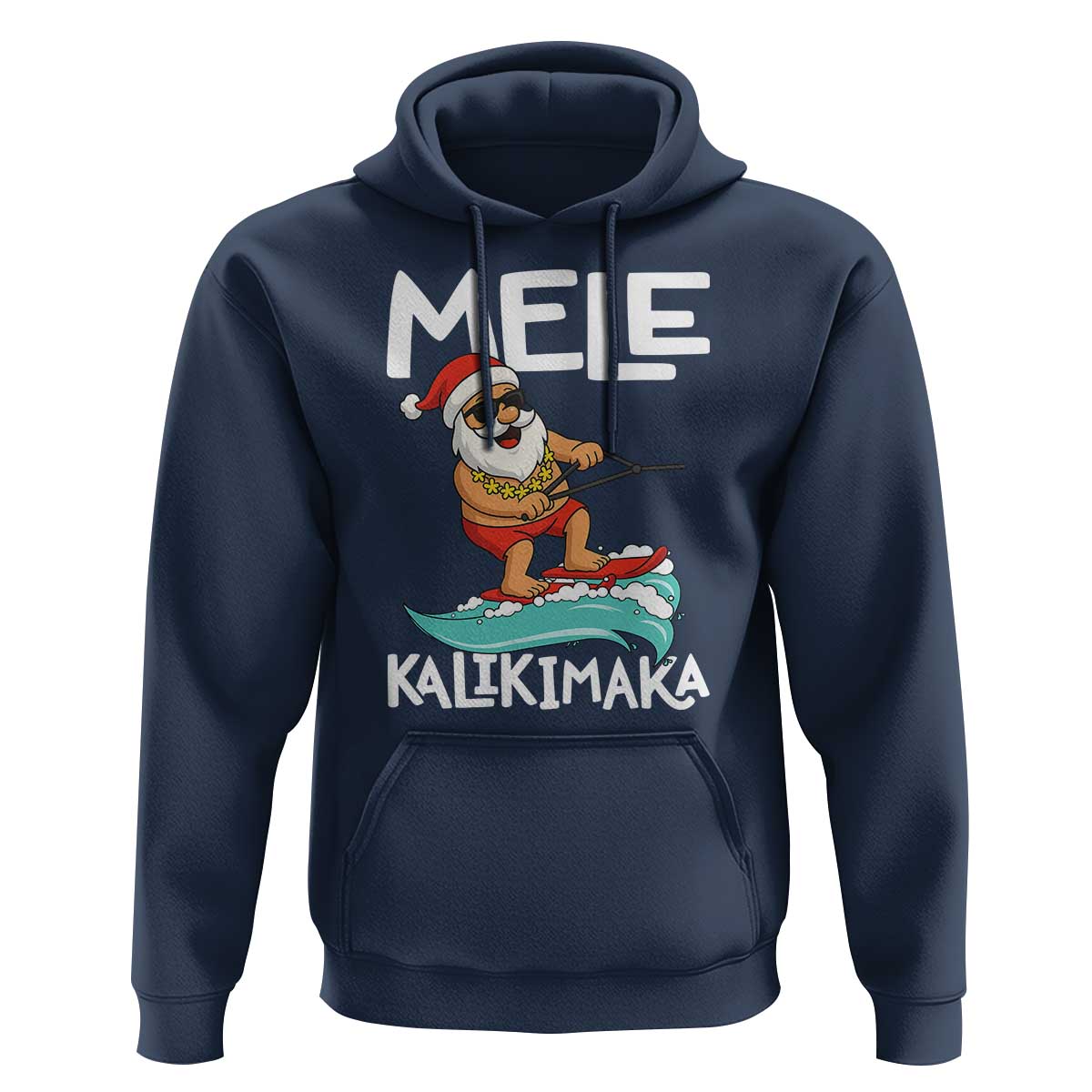 Mele Kalikimaka Hoodie Santa Water Skiing Summer Beach Hawaiian Christmas In July - Wonder Print Shop
