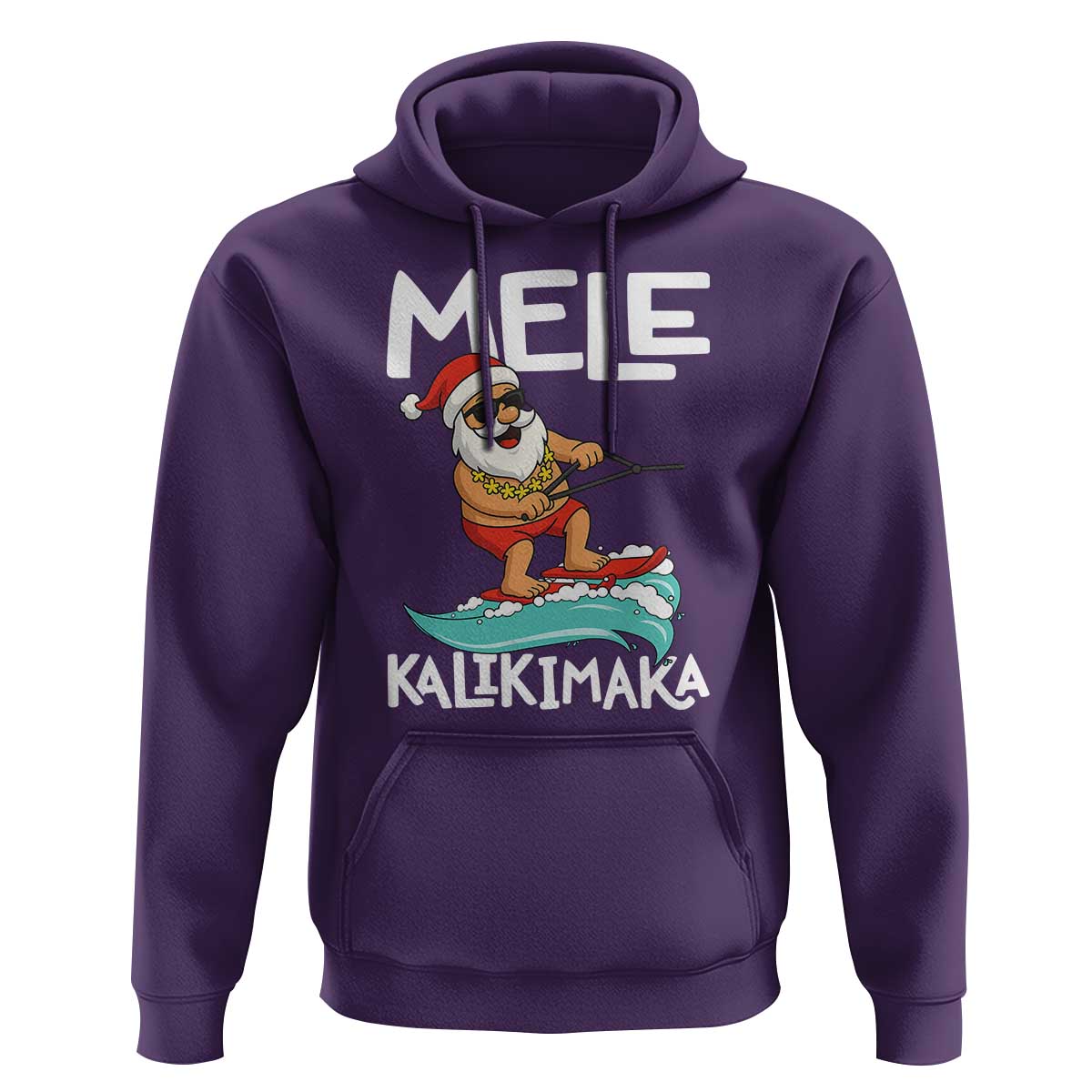 Mele Kalikimaka Hoodie Santa Water Skiing Summer Beach Hawaiian Christmas In July - Wonder Print Shop