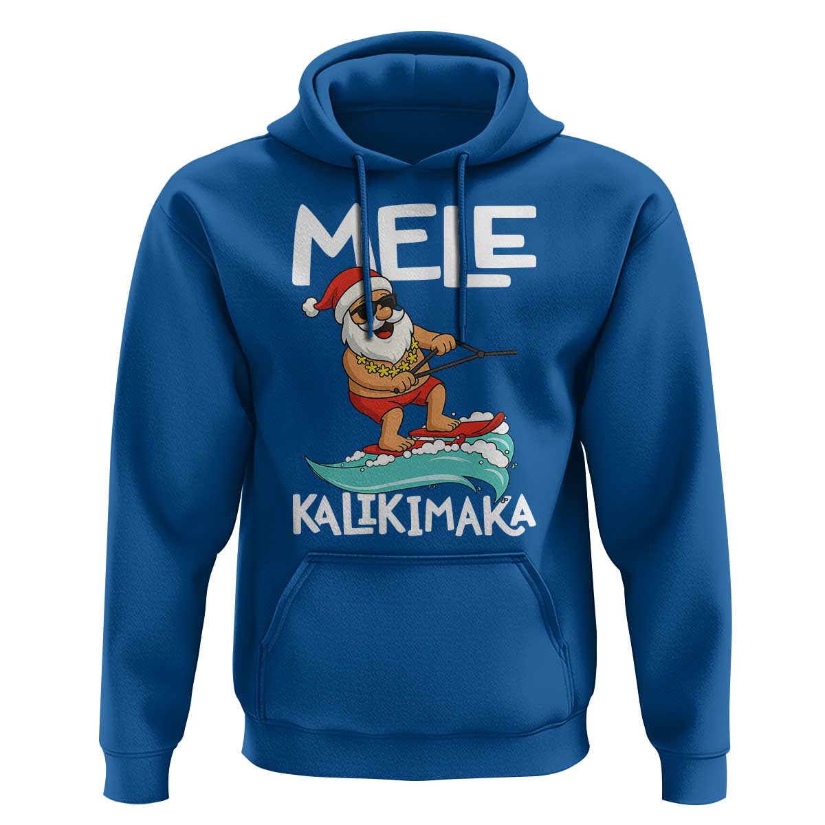 Mele Kalikimaka Hoodie Santa Water Skiing Summer Beach Hawaiian Christmas In July - Wonder Print Shop