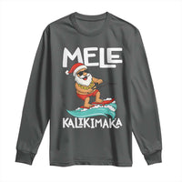 Mele Kalikimaka Long Sleeve Shirt Santa Water Skiing Summer Beach Hawaiian Christmas In July - Wonder Print Shop
