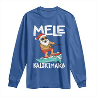 Mele Kalikimaka Long Sleeve Shirt Santa Water Skiing Summer Beach Hawaiian Christmas In July - Wonder Print Shop