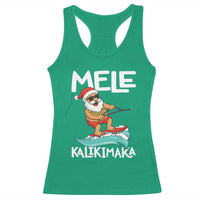 Mele Kalikimaka Racerback Tank Top Santa Water Skiing Summer Beach Hawaiian Christmas In July - Wonder Print Shop