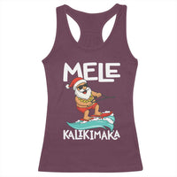 Mele Kalikimaka Racerback Tank Top Santa Water Skiing Summer Beach Hawaiian Christmas In July - Wonder Print Shop