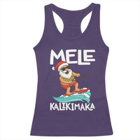 Mele Kalikimaka Racerback Tank Top Santa Water Skiing Summer Beach Hawaiian Christmas In July - Wonder Print Shop