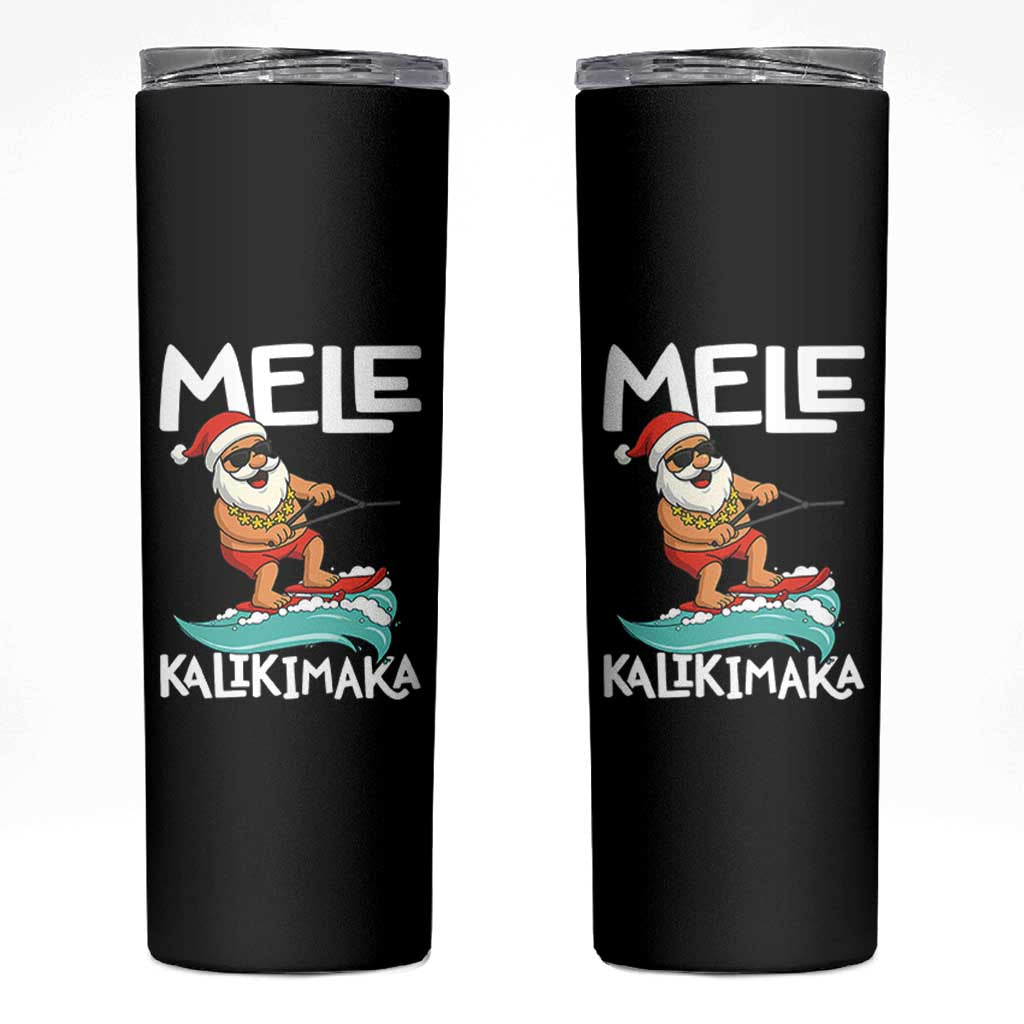 Mele Kalikimaka Skinny Tumbler Santa Water Skiing Summer Beach Hawaiian Christmas In July - Wonder Print Shop