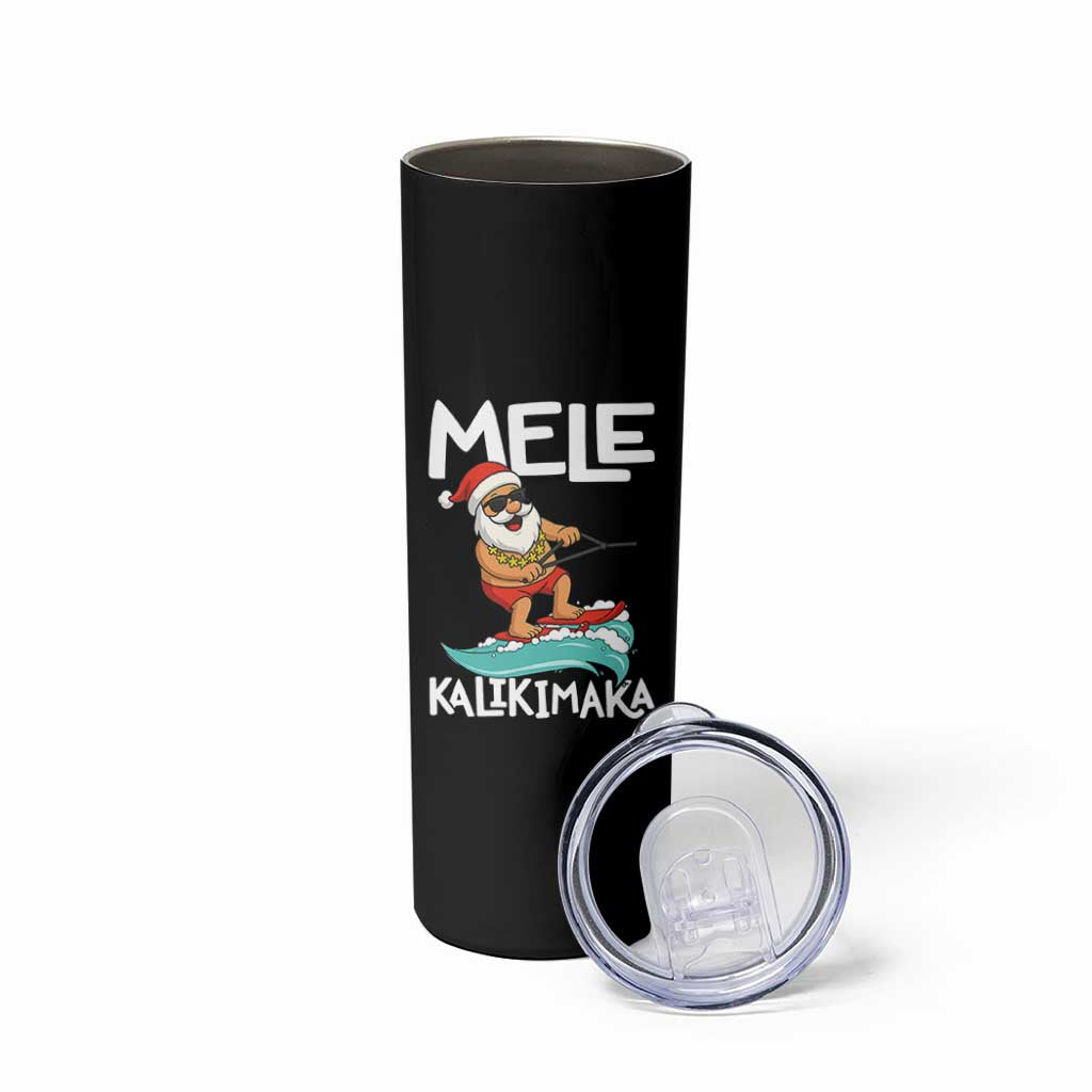 Mele Kalikimaka Skinny Tumbler Santa Water Skiing Summer Beach Hawaiian Christmas In July - Wonder Print Shop