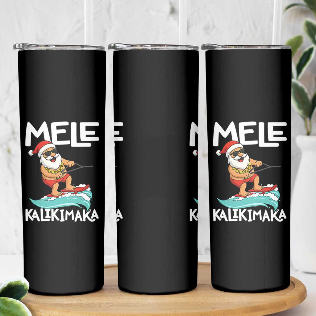 Mele Kalikimaka Skinny Tumbler Santa Water Skiing Summer Beach Hawaiian Christmas In July - Wonder Print Shop