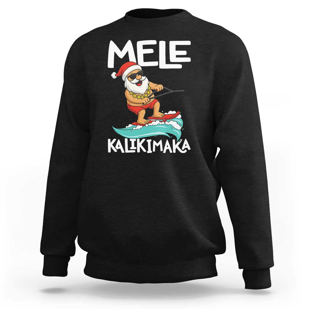 Mele Kalikimaka Sweatshirt Santa Water Skiing Summer Beach Hawaiian Christmas In July - Wonder Print Shop