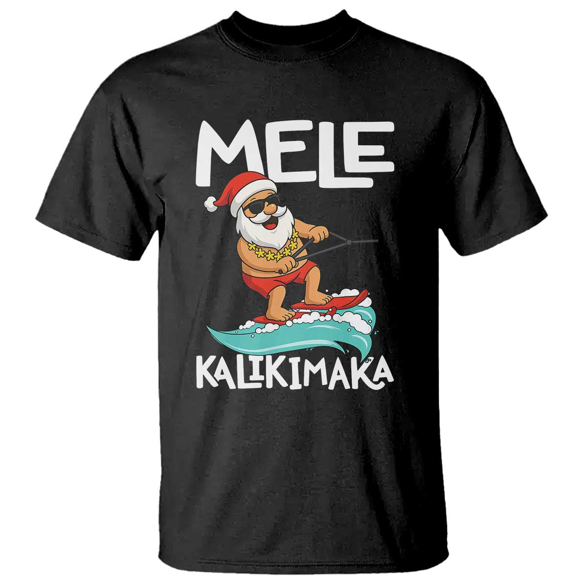 Mele Kalikimaka T Shirt Santa Water Skiing Summer Beach Hawaiian Christmas In July - Wonder Print Shop