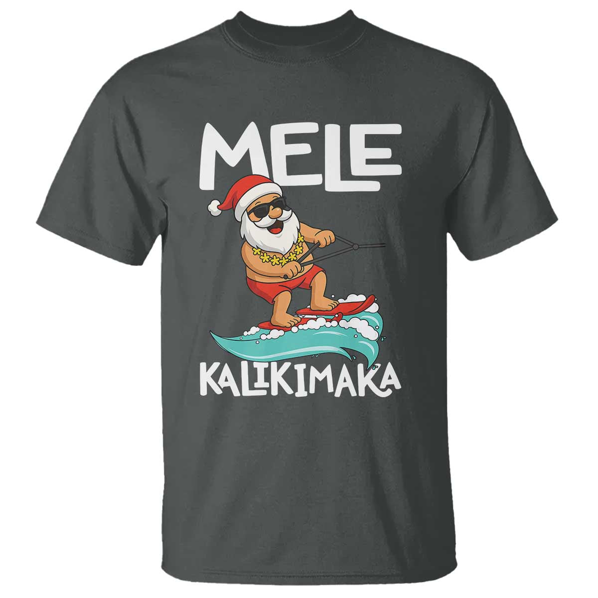 Mele Kalikimaka T Shirt Santa Water Skiing Summer Beach Hawaiian Christmas In July - Wonder Print Shop