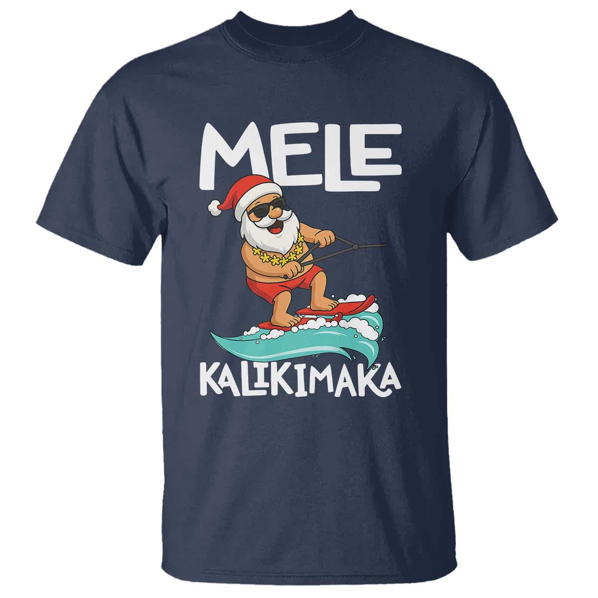 Mele Kalikimaka T Shirt Santa Water Skiing Summer Beach Hawaiian Christmas In July - Wonder Print Shop