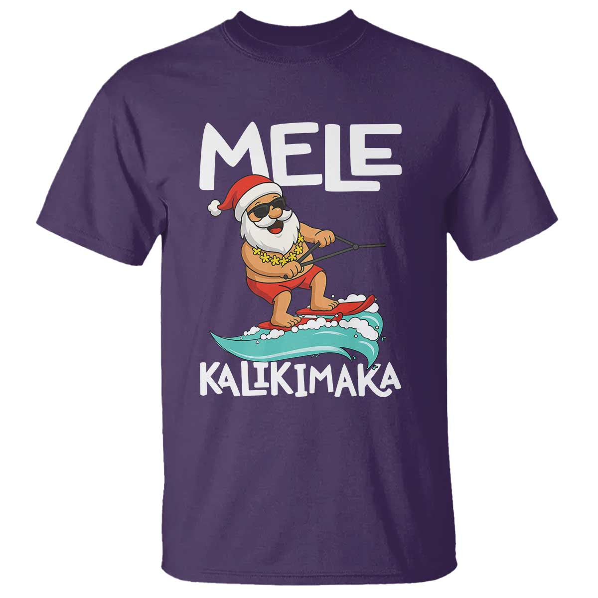 Mele Kalikimaka T Shirt Santa Water Skiing Summer Beach Hawaiian Christmas In July - Wonder Print Shop