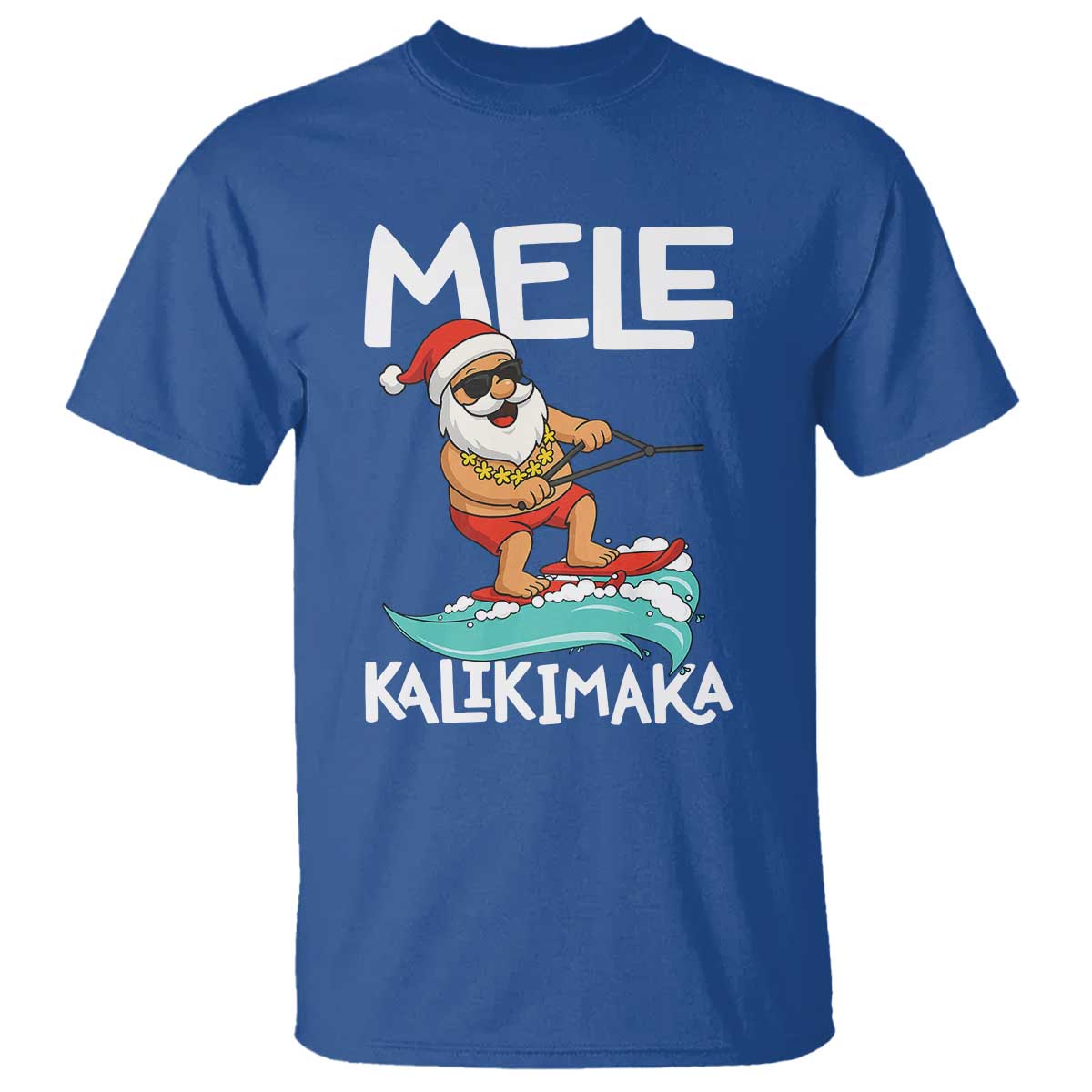 Mele Kalikimaka T Shirt Santa Water Skiing Summer Beach Hawaiian Christmas In July - Wonder Print Shop