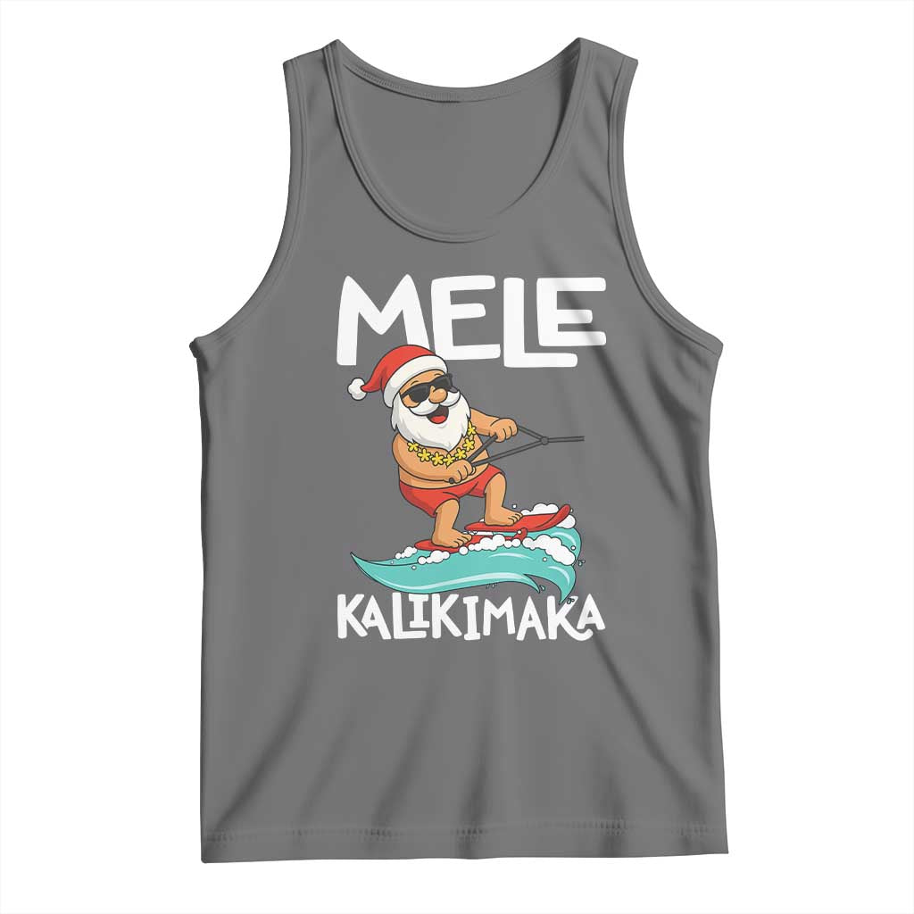 Mele Kalikimaka Tank Top Santa Water Skiing Summer Beach Hawaiian Christmas In July - Wonder Print Shop