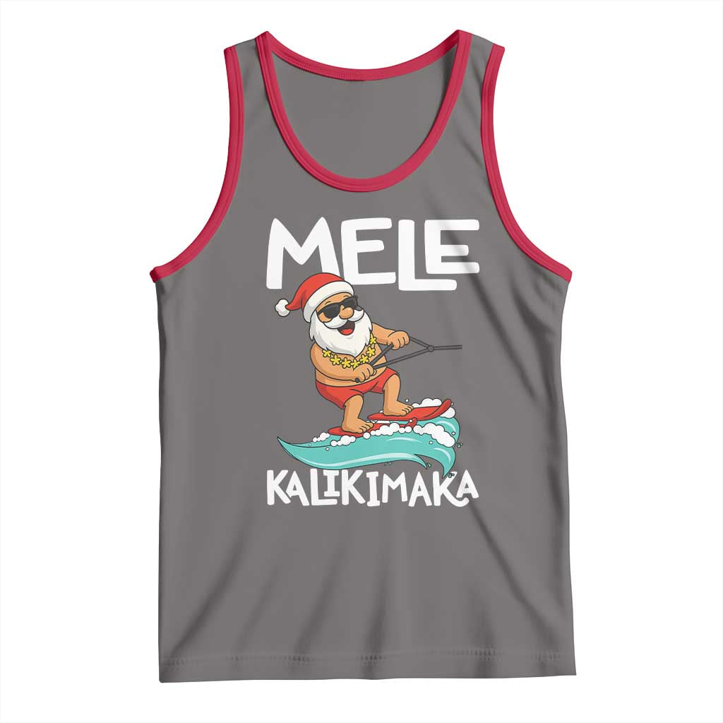 Mele Kalikimaka Tank Top Santa Water Skiing Summer Beach Hawaiian Christmas In July - Wonder Print Shop